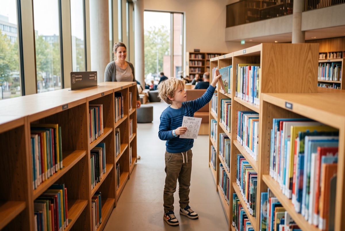 De boekenjager in de bibliotheek