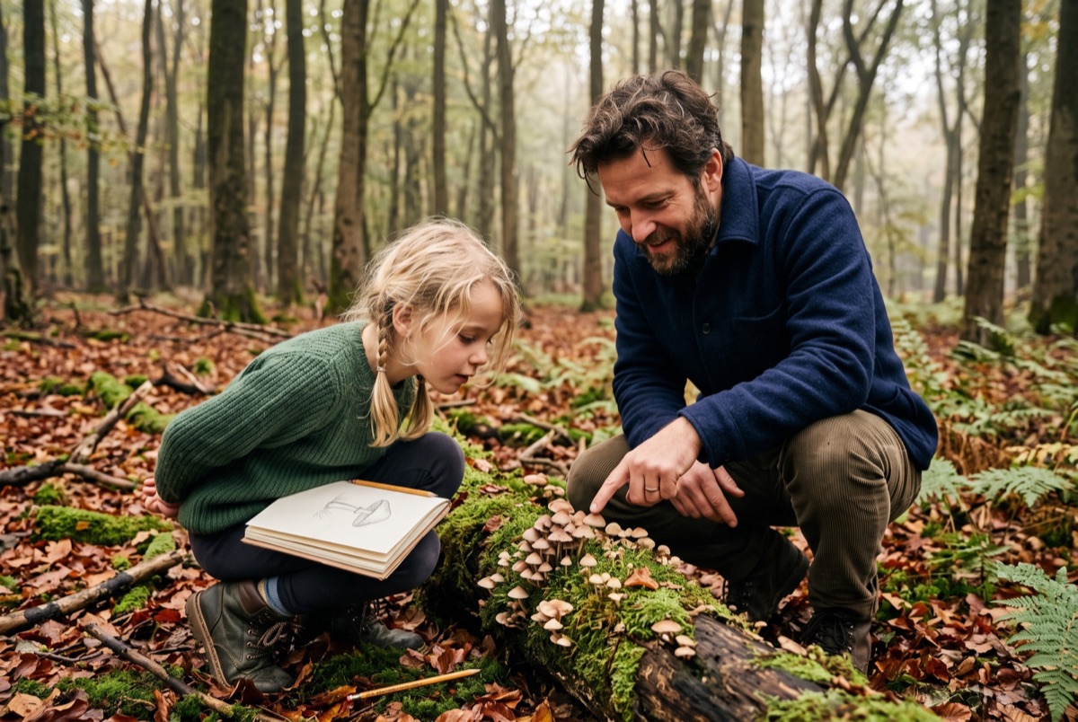Paddenstoelen zoeken en een eigen veldgids maken