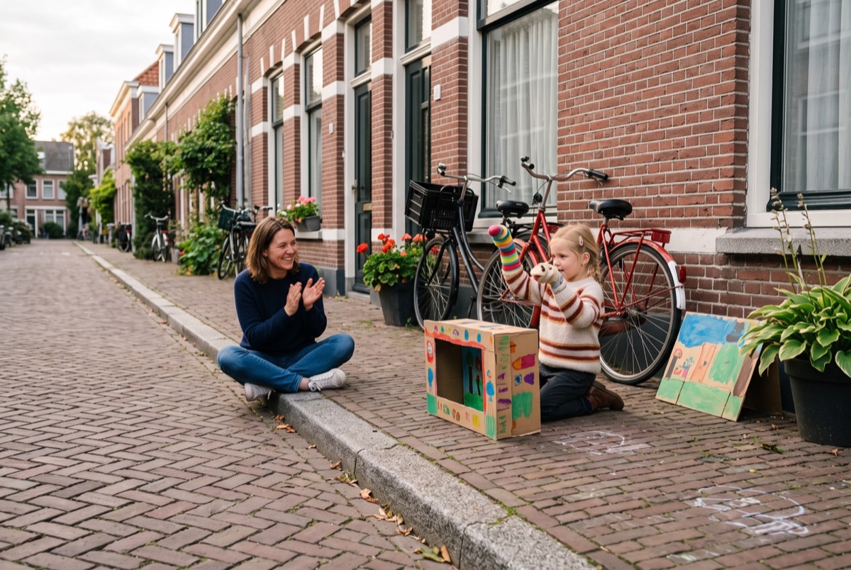 Het stoeptheater met drie decors