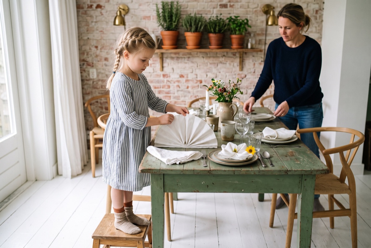 Tafel dekken als servetten-kunstenaar