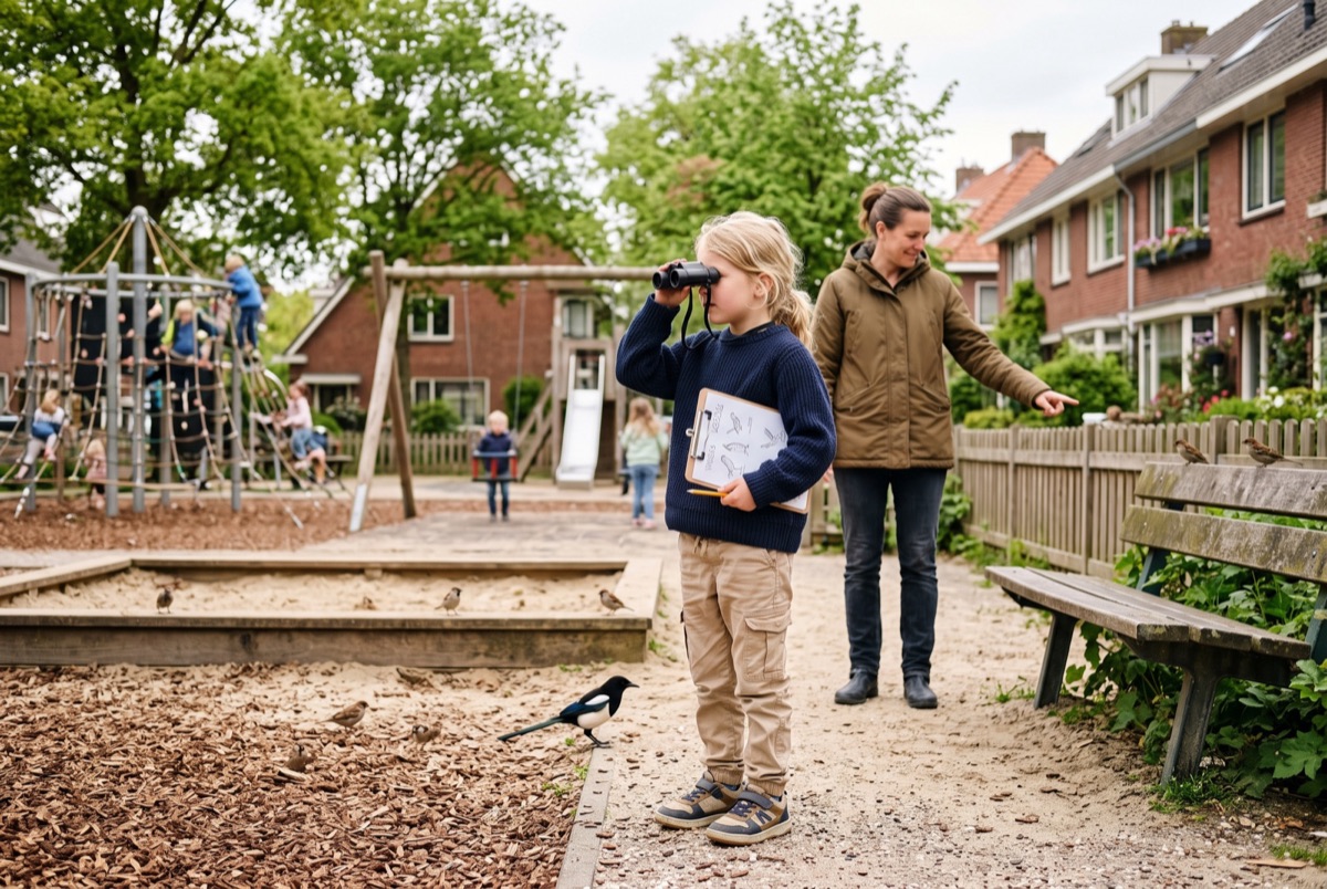 Vogels tellen tussen de schommels
